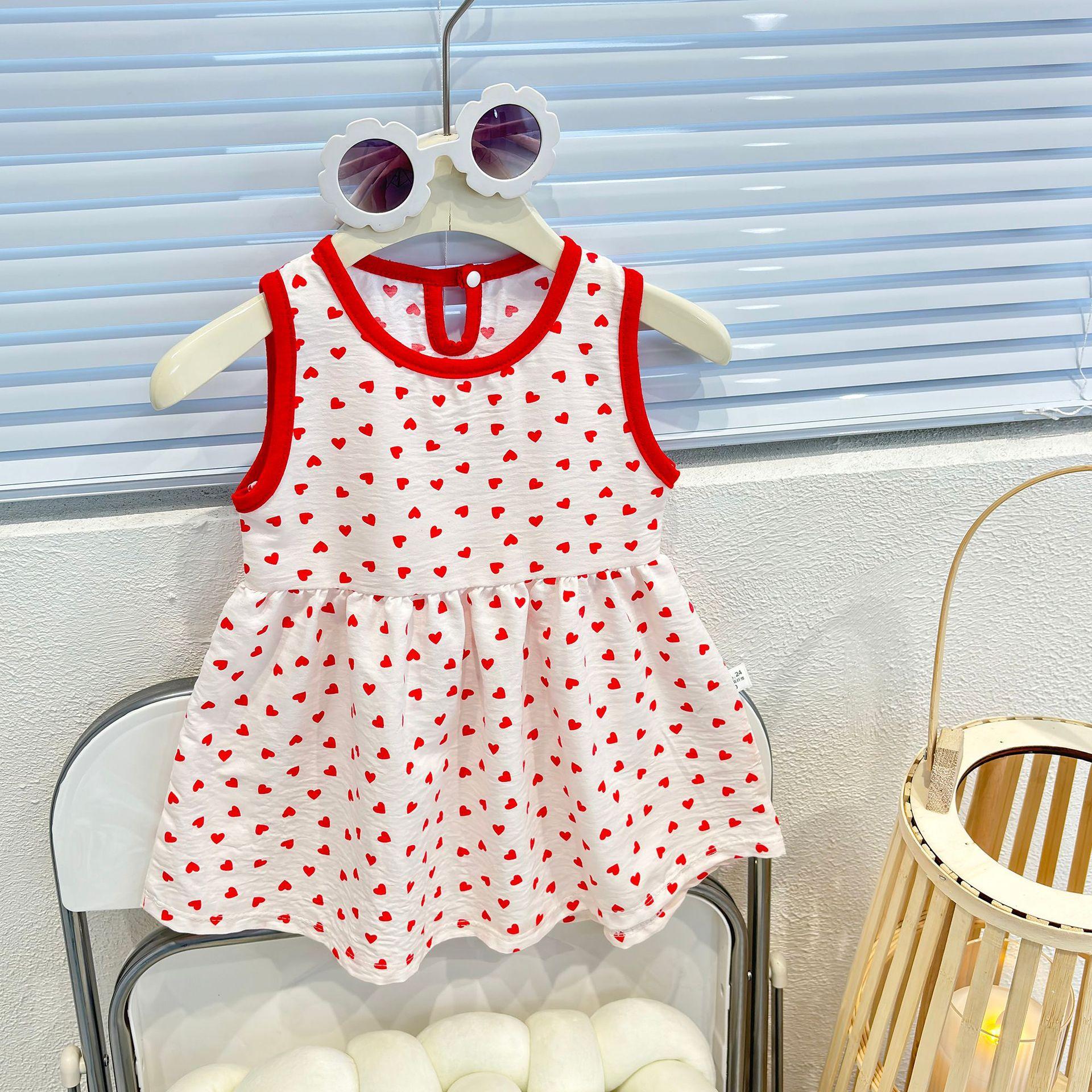 Girls Floral Print Sleeveless Dress Casual Summer Princess Vest Dress For Kids Children Clothing 80cm