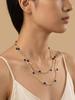 Long Blue Crystal Necklaces for Women, Layered Long Statement Necklace CZ Stone, Sweater Chain Jewelry