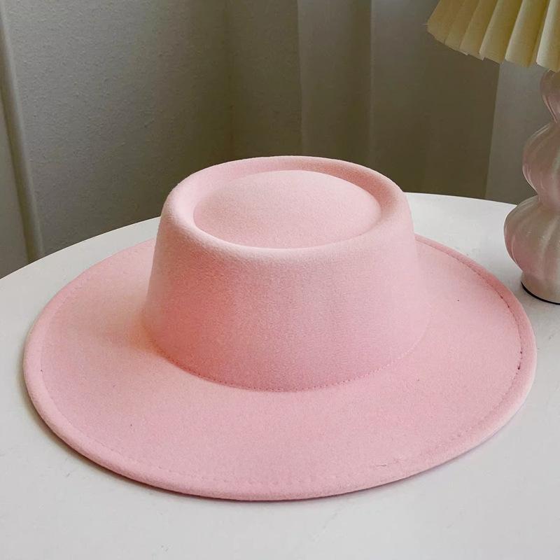 

Фетровая шляпа федора в британском стиле из искусственной шерсти для женщин - Осень/Зима, образ Хепберн с эффектом маленького лица и вмятиной на тулье One Size розовый
