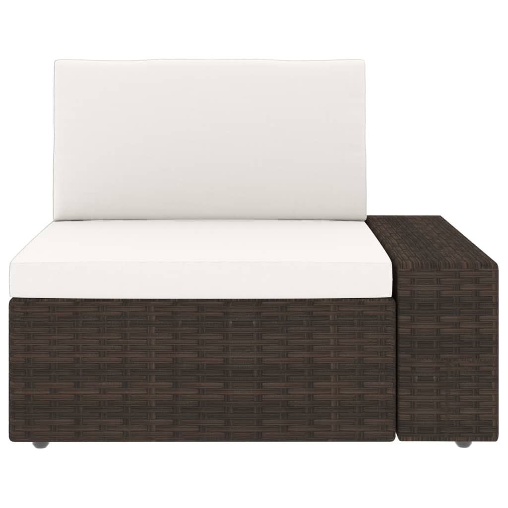 4 Piece Garden Lounge Set Brown Poly Rattan