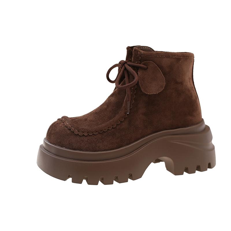 Platform Ankle Boots Women Flats Shoes 2025 Trend New Winter Snow Boots Suede Casual Sneakers Woman Lace Up Botas Mujer