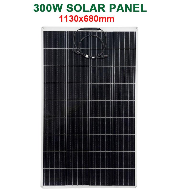 

Комплект солнечных панелей 300 Вт 600 Вт Заряд для аккумулятора 12 В ПЭТ Гибкое солнечное зарядное устройство для кемпинга, автодома, автомобиля, яхты, лодки, морского автодома