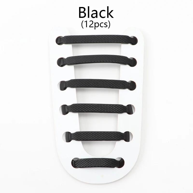 12Pcs/Set Elastic Silicone Shoelaces Practical Fashionable for Men Women Lazy Hammer Type Shoe Laces Sneakers No Tie Shoelaces