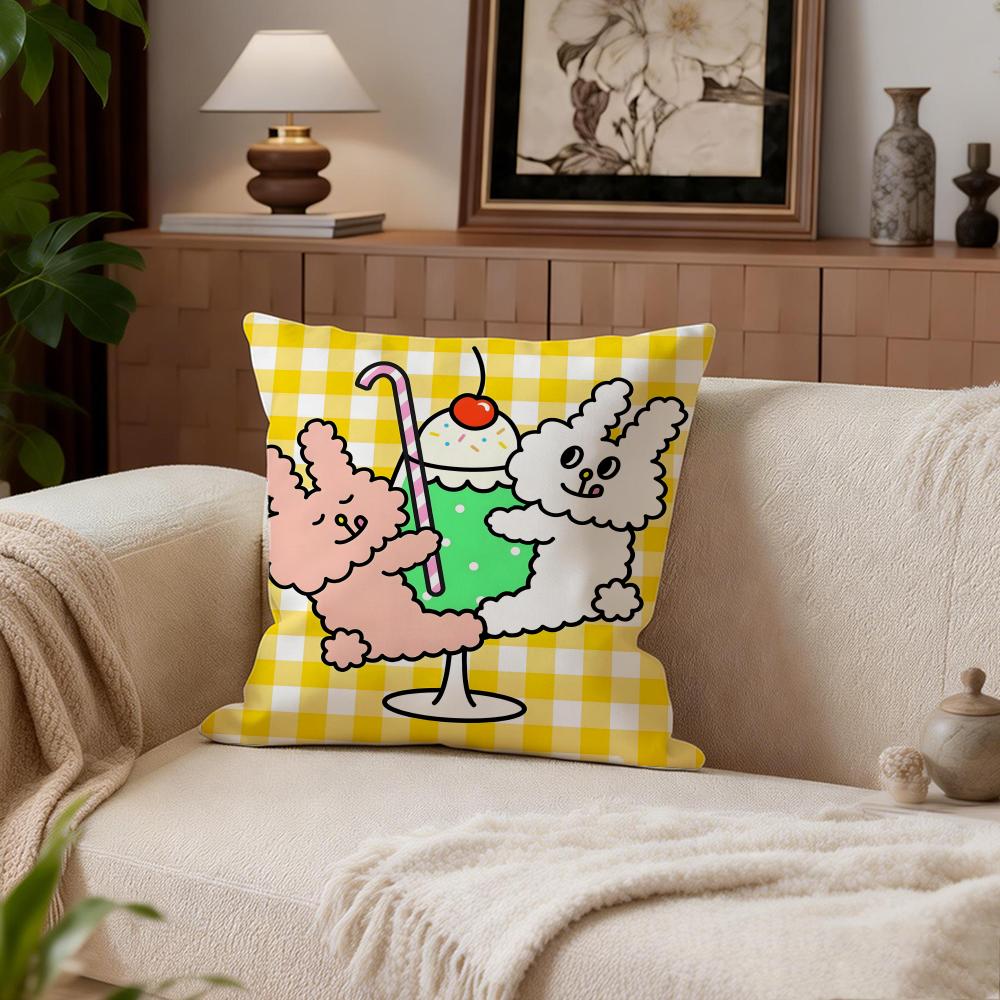 Süße Bunni Konbiny Kissenbezug Kissenbezug Set 4 Stück 50x50 45x45 40x40 Kissenbezug Dekorativ Sofa Heimdekoration