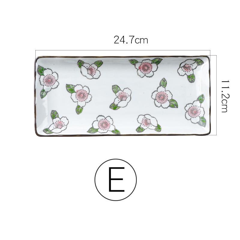 

9,7 дюймовая японская тарелка для суши керамическая обеденная сервировочная тарелка цветок фрукты десертный поднос прямоугольная обеденная посуда подходит для микроволновой печи