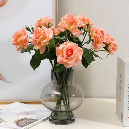 Rosa Artificiale con Foglie Verdi Fiore Finto Realistico Gambo Fiore Finto Casa Ufficio Matrimonio Festa Interno Esterno Fioritura Finta Centrotavola