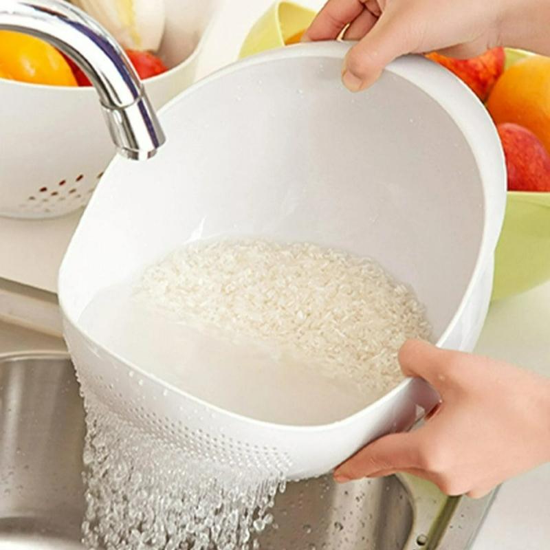 1/3pcs-Colander Rice Bowl Drain Basket Fruit Bowl Washing Drain Basket with Handle Washing Basket Home Kitchen Organizer Skims