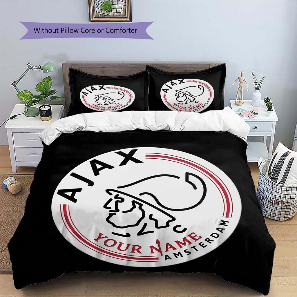 AFC Ajax Custom Name Pattern Bedding,Quilt Set Quilt Cover Pillowcase Home Birthday Gift(1 * Duvet Cover + 2 * Pillowcase, Without Core)