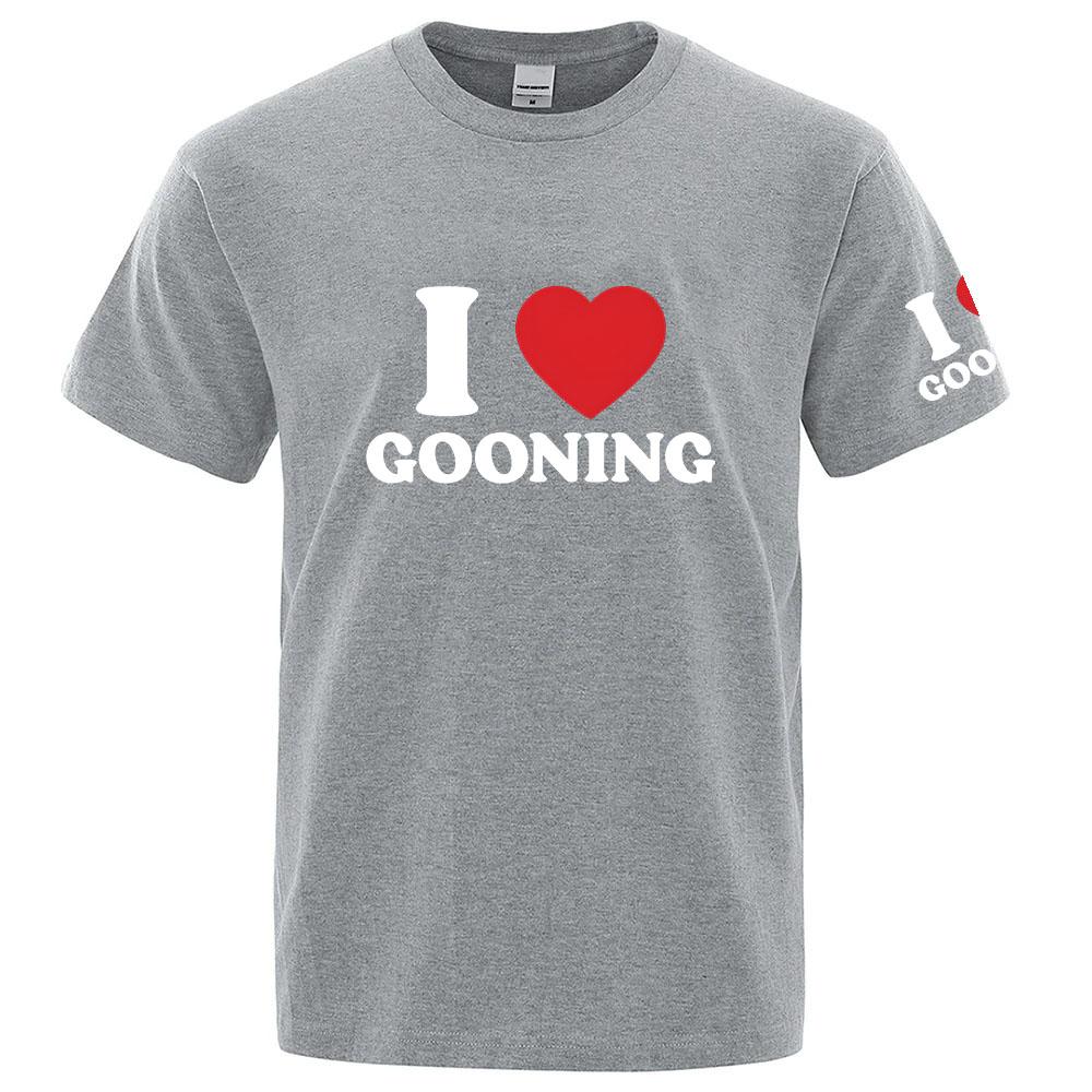Summer 2025 I Love Gooning Logo Print Unisexs New Pure Cotton Casual Breathable High Street Lightweight Ice Silk Tshirt