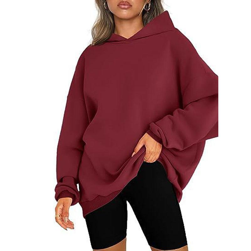 2026 Fall Winter New Loose Hoodies Pullovers Women Oversized Casual Solid Plus Velvet Sweatshirts Female Hoody Clothes