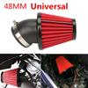 Red 48mm Air Intake Filter Pod 45° Bend Inlet For Motorcycle Scooter Dirt Bike