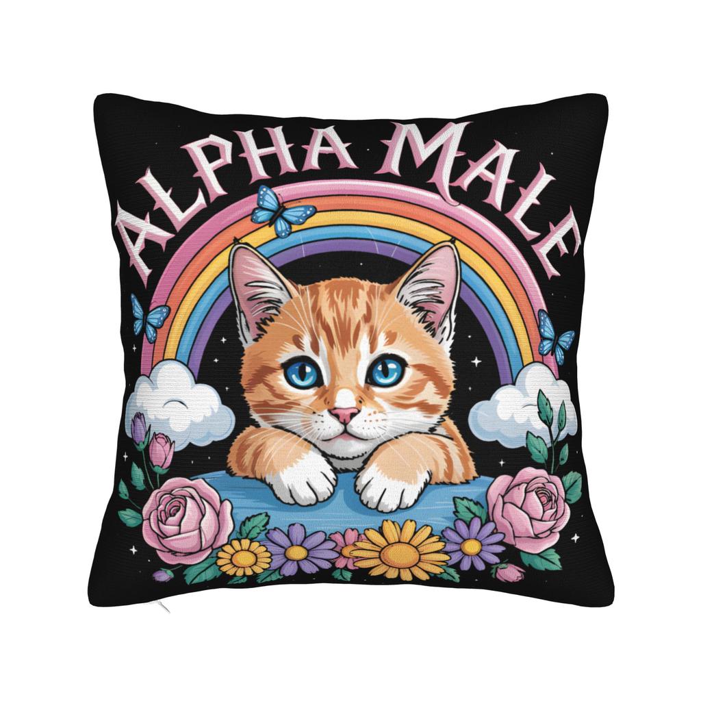 Alpha Male Cat Kitten Funny Pillow Covers Product Printed Cushion Cover Decorative Pillow Case Cover Home Multiple Sizes