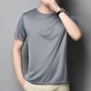 Summer Men Top Ice Silk Quick-drying Short Sleeves O Neck Loose Solid Color Thin Breathable Elastic Casual Pullover Daily Sport Top