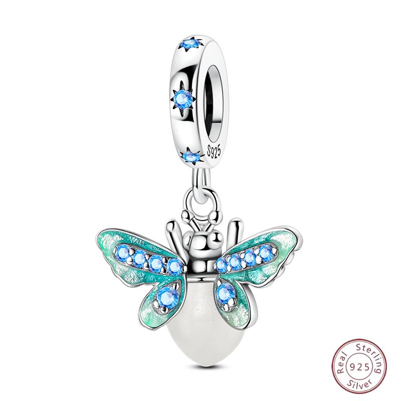 New Original Copper Beaded Bow Charm Blue Beads For Women Exquisite Diy Birthday Jewelry Gifts