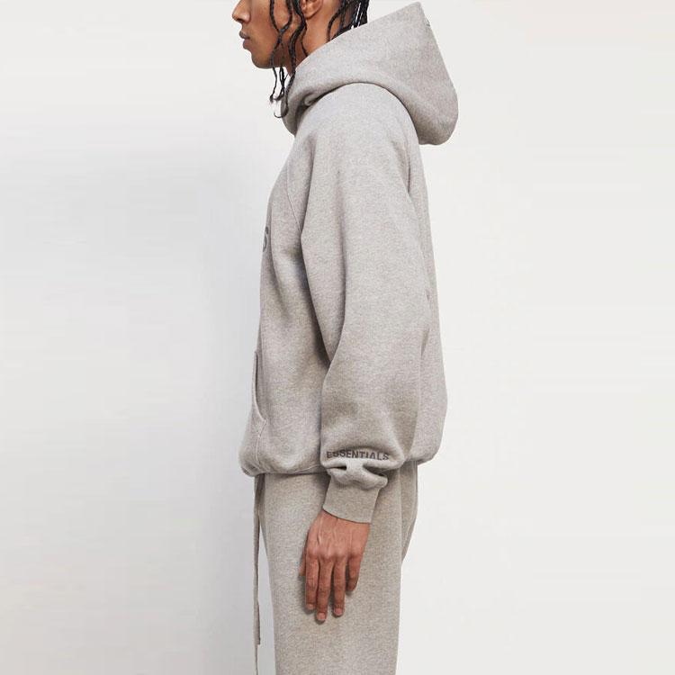 Fear of God Essentials Fleece Hoodie With Logo FW20 Unisex Hoodie Charcoal Oatmeal FOG-FW20-341