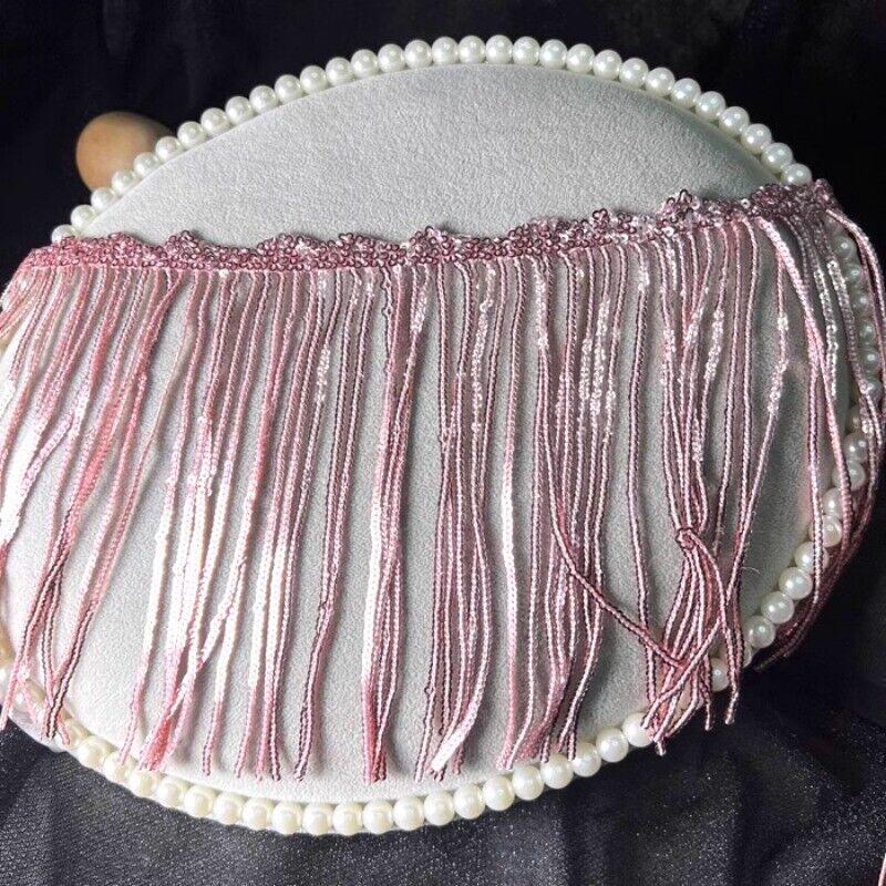 1M Shiny Sequins Tassel Fringe Trim Lace 16cm Ribbon Tassels Christmas Decor Curtains Dance Dresses Skirt Diy Sewing Accessories