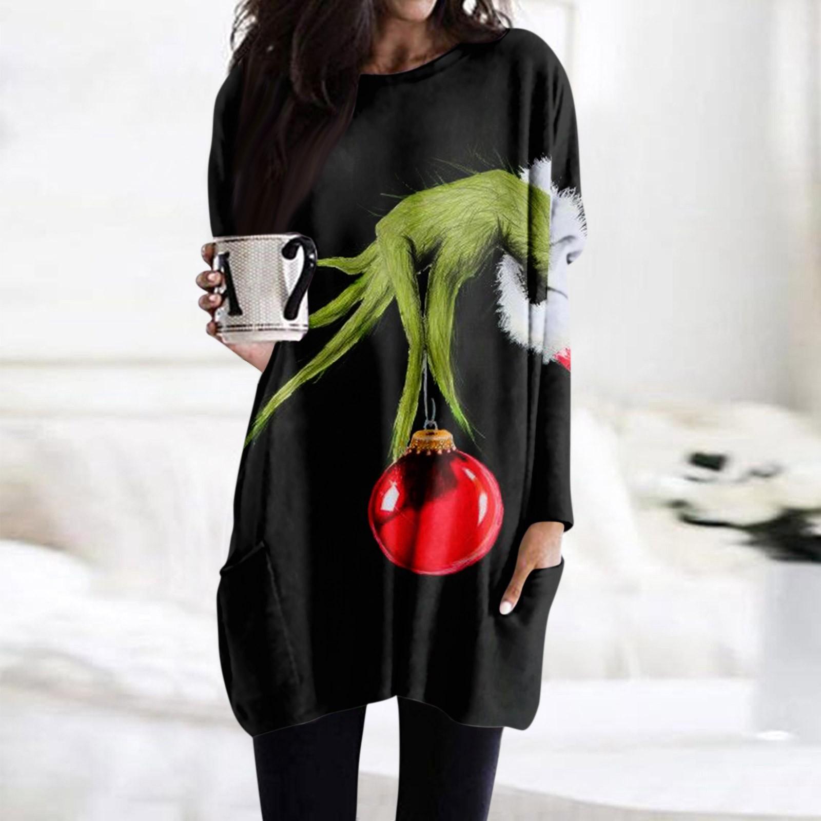 

Women S T-Shirt And Spring And Round Neck, Long Sleeves, With Pocket Print Regular Fit Tops L
