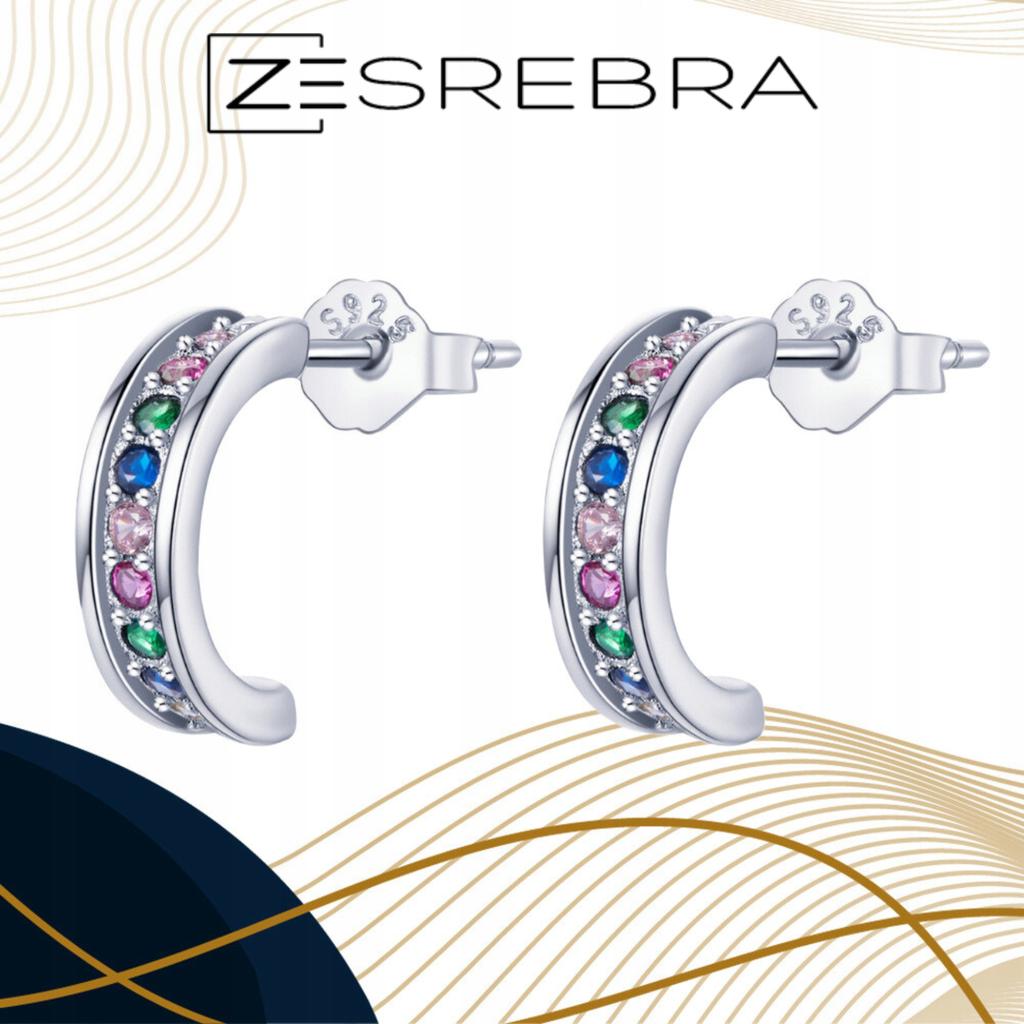 Earrings, Colorful Stud, Pr 925, Zircons, Crystals, Diamond