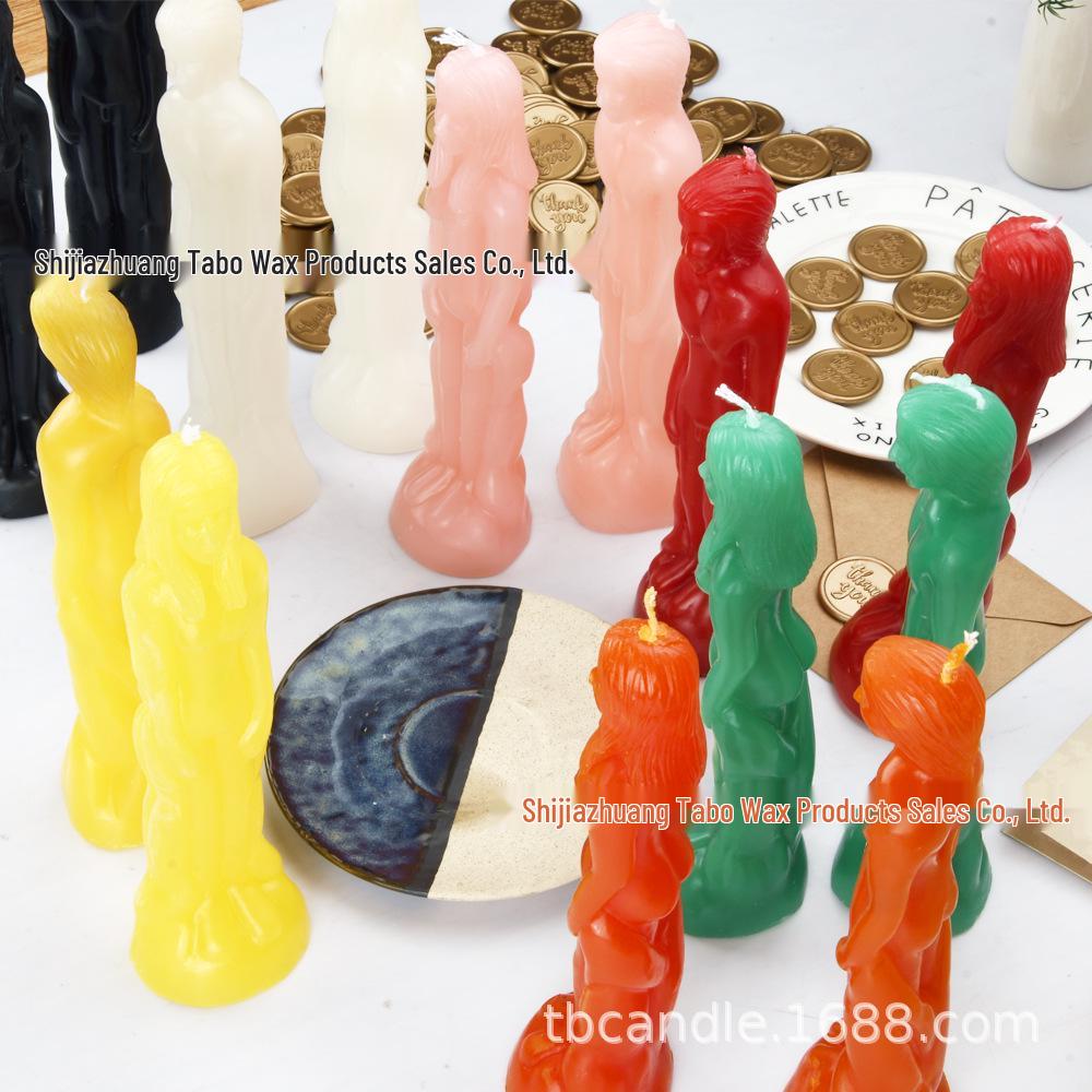Paraffin Male & Female Couple Figure Candles, Handmade, Multi-Color Optional Lighting.