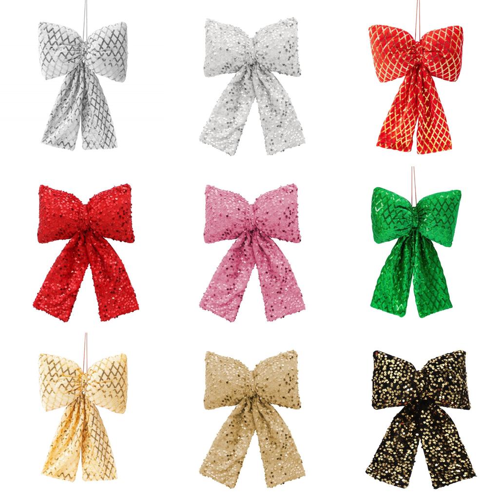 Sequins Bow Christmas Pendants For Scene Setup And Holiday Props Decorations