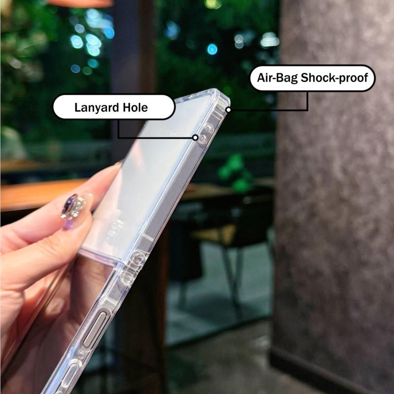 Holographic Laser Love Heart Clear Phone Case For Samsung Galaxy Z Flip 7 FE 6 5 4 3 Hard Clear Cover For Samsung Z Flip7 Flip6