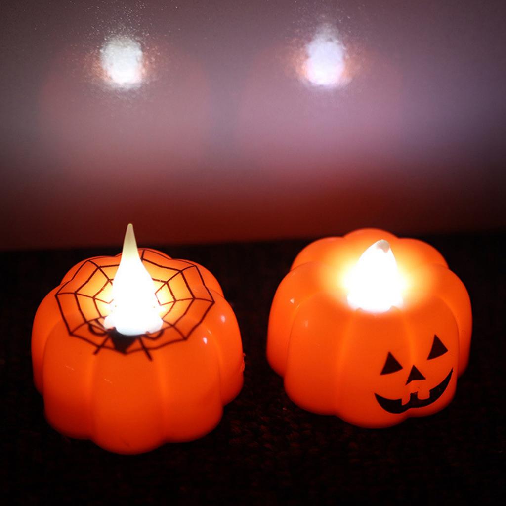 24pcs LED Pumpkin Lights Ghost Face Spider Web Decor Home Decorations Electronic Flameless Pumpkin T