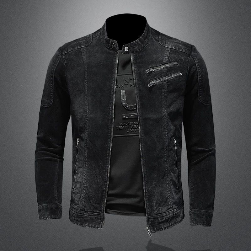 

Direct spring new corduroy jacket men s European and American casual stand-up collar zipper jacket cycling motorcycle clothing trend M