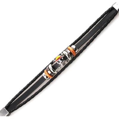 Pirate Bracelet Men Women Punk Black Leather Braided Bracelets Bangles Anime