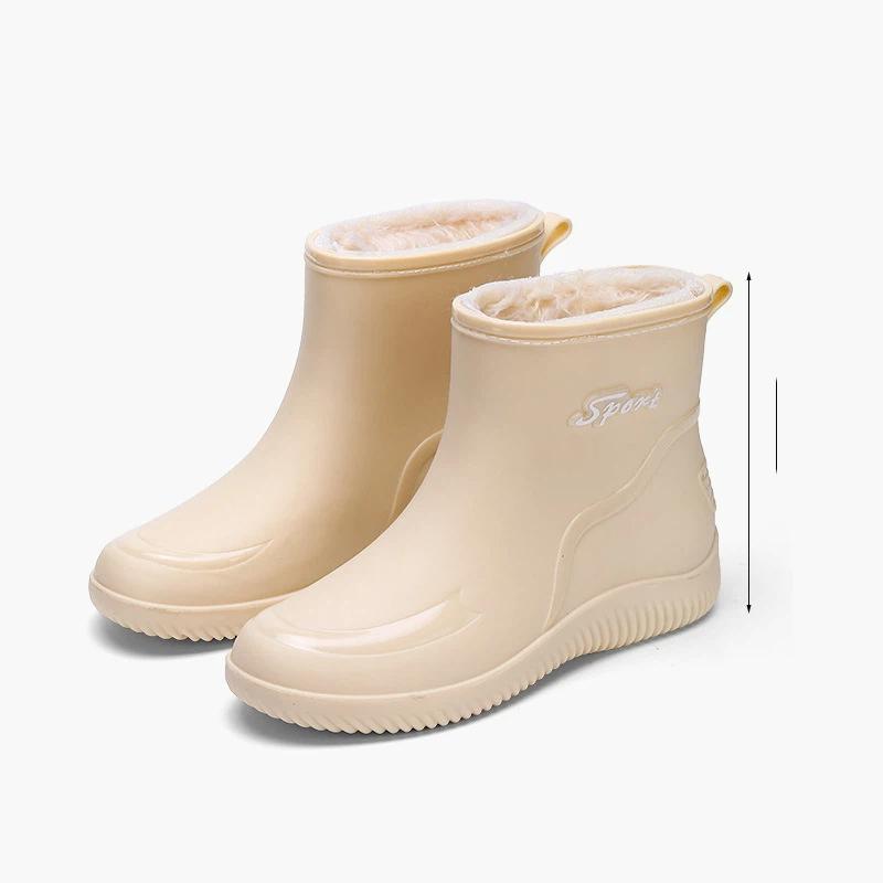 Dámské módní podzimní a zimní protiskluzové vodotěsné boty odolné proti opotřebení s pevnou bavlněnou mezipodešví a silnou podrážkou, holínky do deště