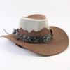 Western Cowboy Hat Men and Women Summer Breathable Sunscreen Visor Hat Big Brim Outdoor Travel Straw Top Hat