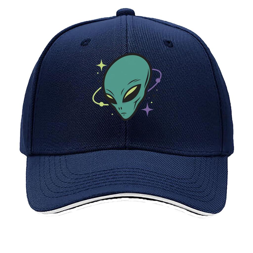 Retro Cosmic Visitor Face Emblem Sandwich Baseball Cap Sun Cap Outdoor Workouts Hat