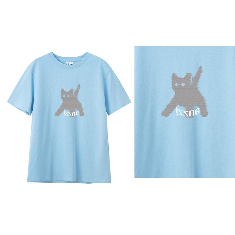 izzue it Women's Pixel Cat Embroidered Cotton T-Shirt
