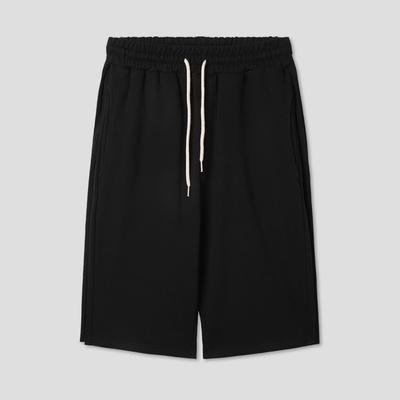 APOSTROPHE COMMA Wide Side Pintuck Banding Half Pants_Black