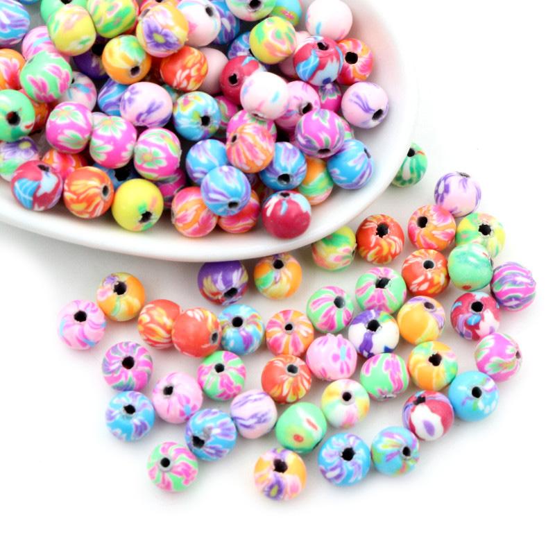 50-100pcs 6 8 10 mm 10mm Mixed Colors Flower Clay Spacer Beads Polymer Clay Beads For Jewelry Making DIY Beading Accessories 