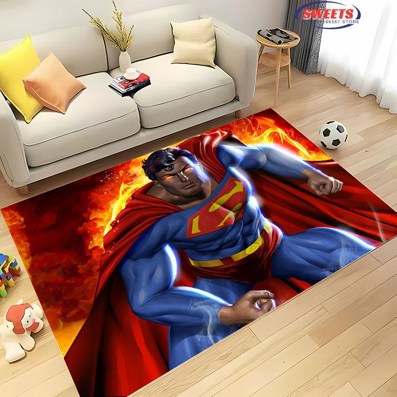 NO.1 Tappeto Classico DC Superman per Soggiorno Camera da Letto Tappetino da Letto, Tappeto Comodo Antiscivolo, Stile Moderno Semplice, Tappeto Durevole Lavabile