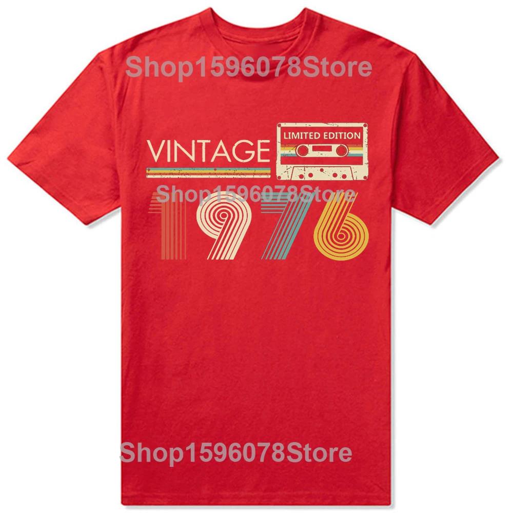 Vintage 1976 Limited Edition Cassette Birthday Gift T Shirts Tee Tops Round Neck Fashion Tshirt Clothing Casual Basic Tshirts