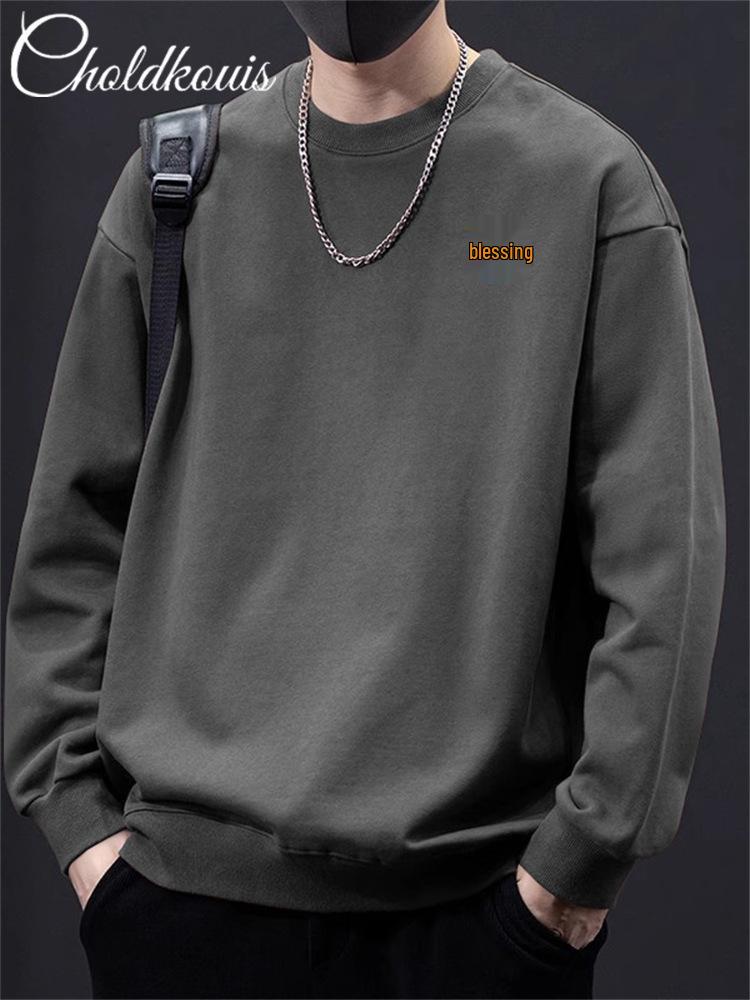 Men's Retro Trend Heavyweight Crewneck Sweatshirt - Spring/Autumn Versatile Loose Pullover.