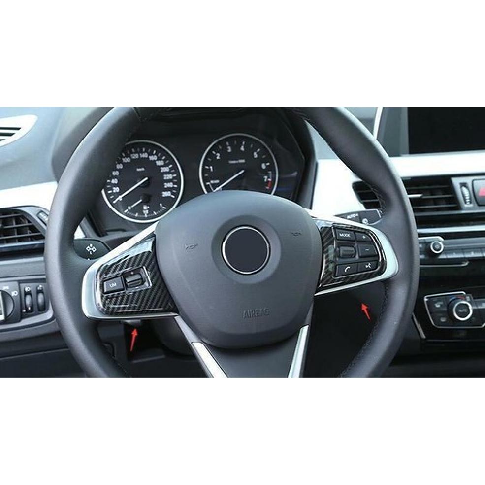 For BMW X1 2016- F48 carbon fiber inner Steering wheel button cover trim 2pc
