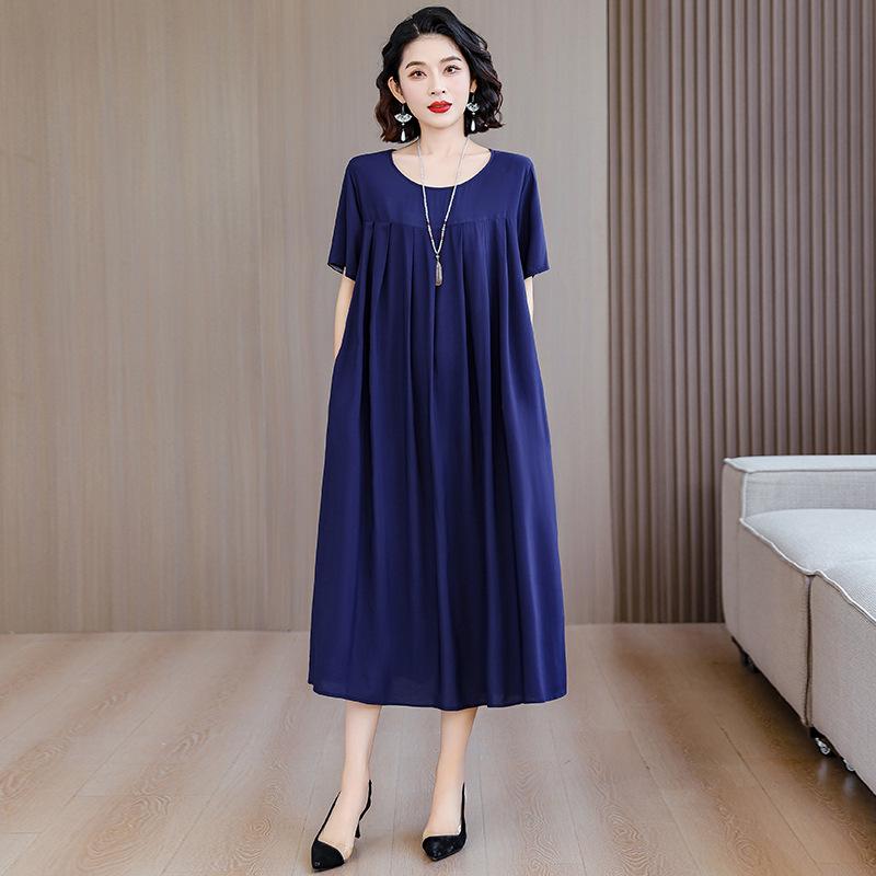 Summer Cotton Silk Loose Nightgown for Plus Size Women - Casual Mom Style Home Dress
