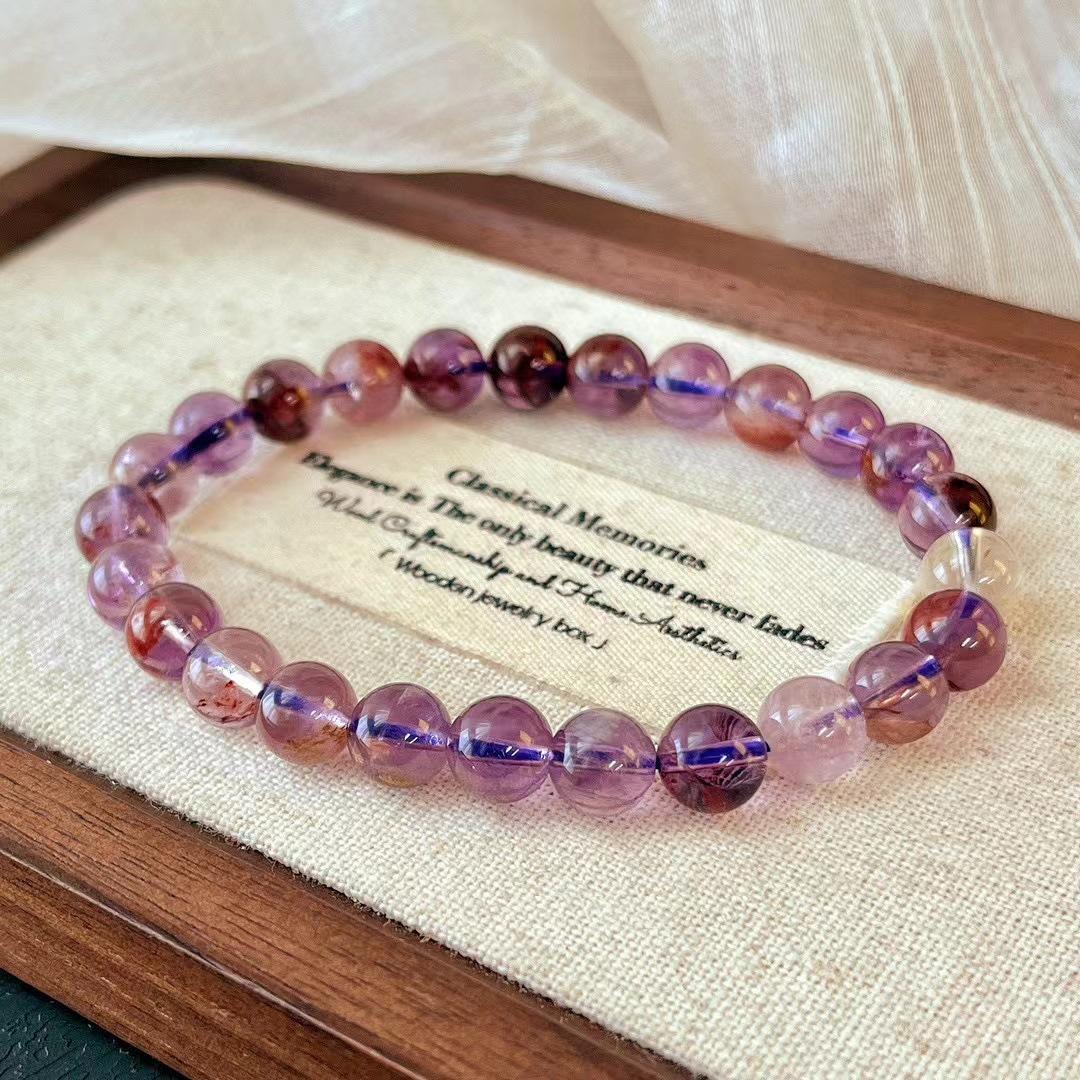 

Vintage Natural Purple Ghost Crystal Bracelet Ladies Atmosphere Beaded Bracelet Jewelry