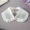 Organ Pleated Solid Color Shawl Fake Collar Detachable Round Necklace Lapel Collar Sweater Blouse Top Clothing Accessories
