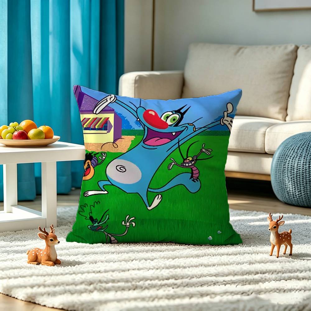 O-Oggy and the C-Cockroaches Square Double-Sided printed Pillow Case Bedroom Bedside Pillow Sofa Cushion Cover