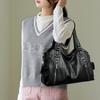Women PU Leather Tote Shoulder Bag Large Capacity Multi Zipper Pockets Handbag Detachable Crossbody Strap Soft Vintage Casual Daily Shopping