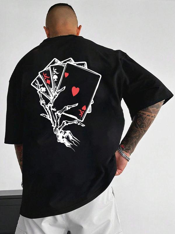 

Unisex Playing Card Print Drop Shoulder T-Shirt XXXL