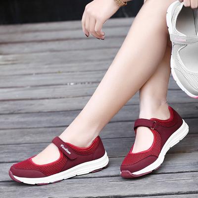 Mutter Schuhe flacher Mund Damen Einzelschuhe Outdoor Freizeitschuhe Wanderschuhe Mesh atmungsaktiv Krankenschuhe Damen Obermaterial niedriger Absatz
