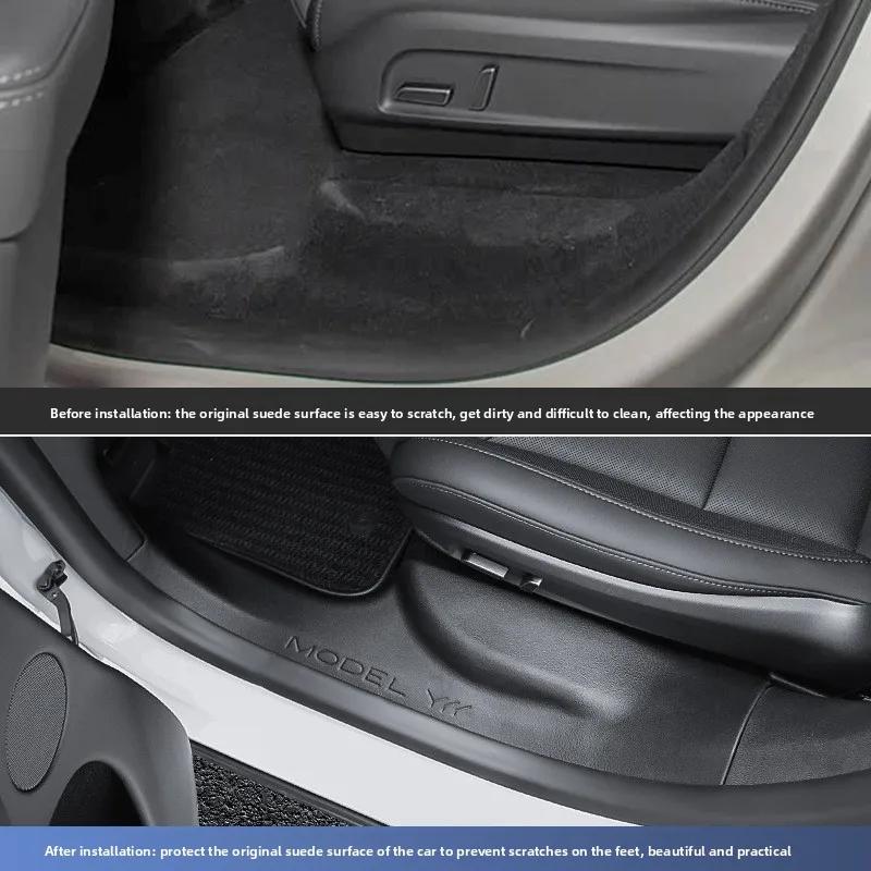 QRZL4 For Tesla Model YL 6-seater Threshold Protection Strip TPE Anti Kick Welcome Pedal Interior Accessor Car Sticker