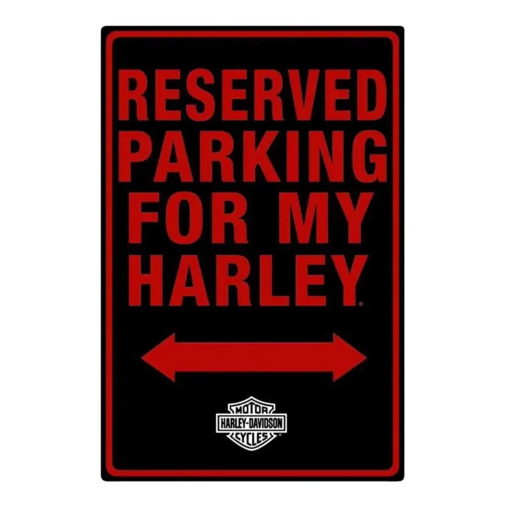 H-D Embossed Parking for My Harley Vintage Metal Sign Retro Motorcycle Parking Sign Wall Art Decor for Garage Wall Decoration