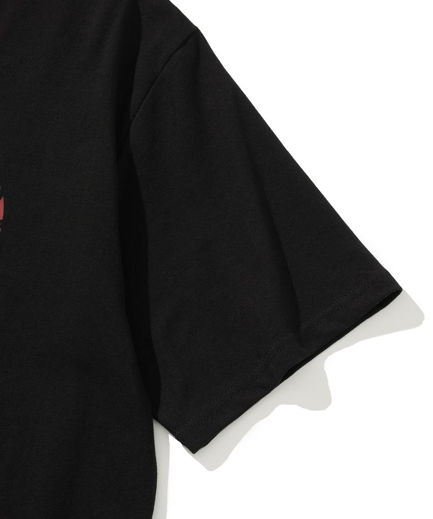 KNITTED Palm Tree Heart T-Shirt Black-Red