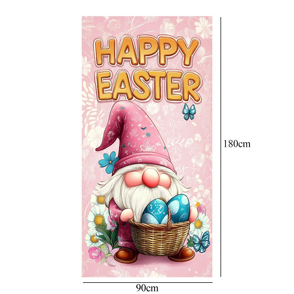 Happy Easter Door Cover Funny Bunny Lining for Doors Easter Spring Colorful Eggs Rabbit Flower Backdrop Home Door Decoration New