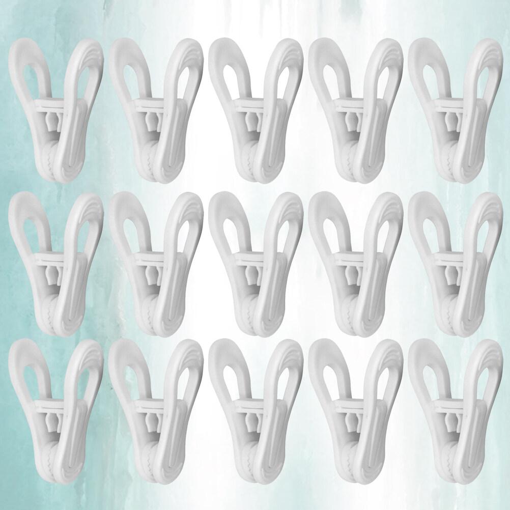 25 Pcs Plastic Towel Clips Bright Color Multi-purpose Windproof Clothespin Clothes Drying Hanger for Clothesline Utility (White)